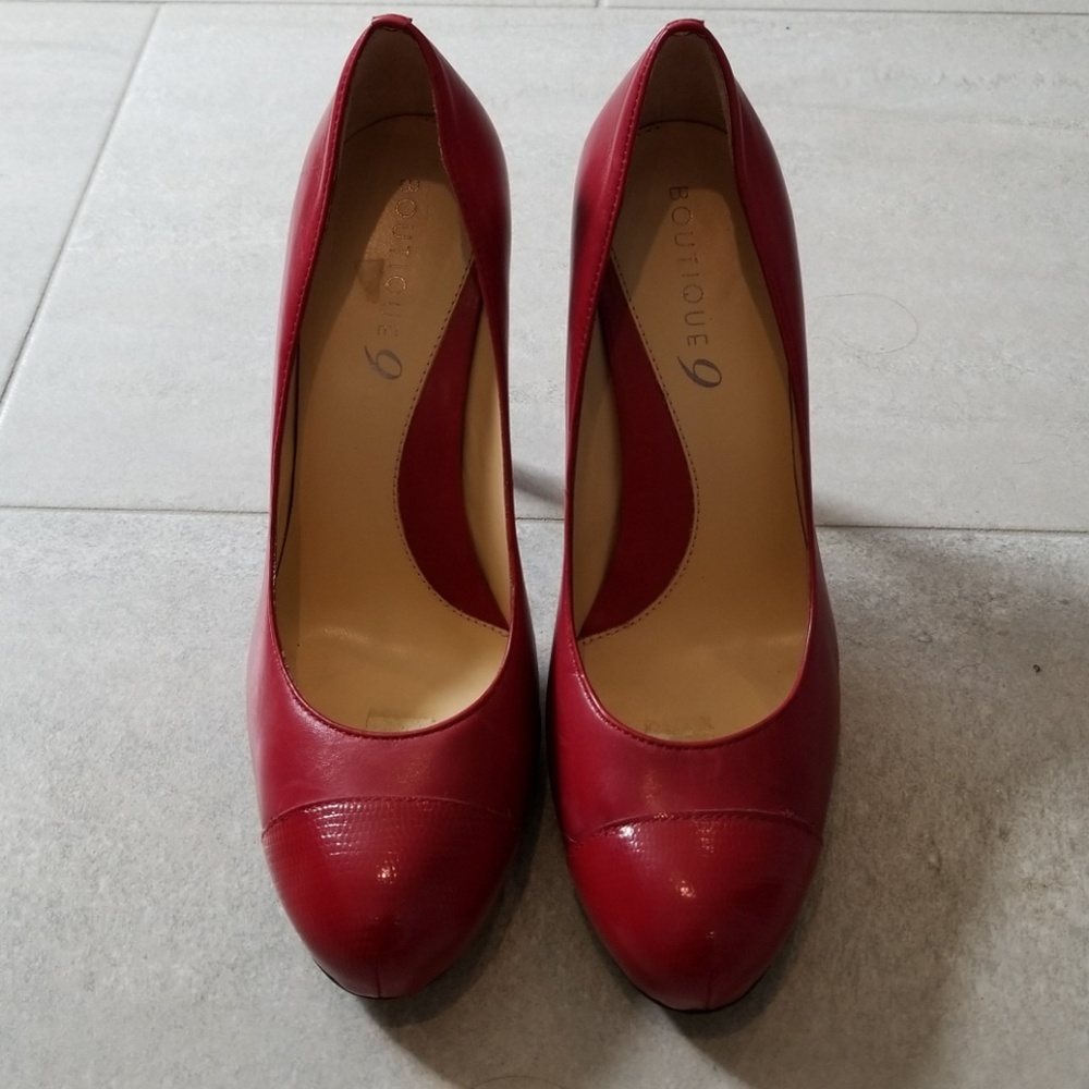Boutique 9, red leather pumps